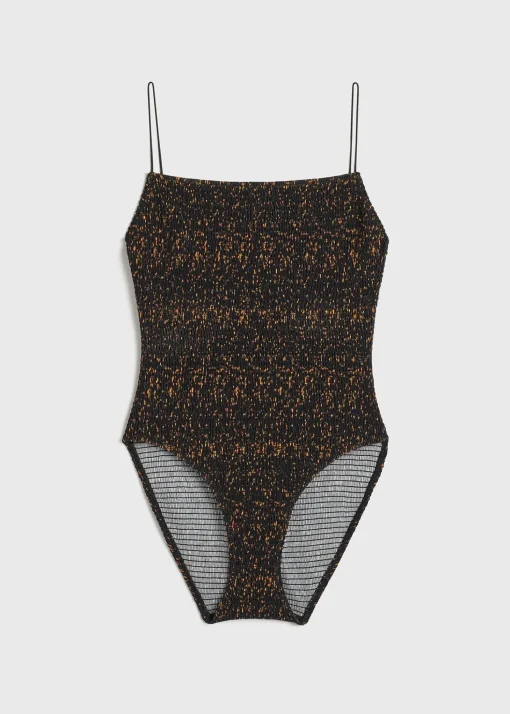 Smocked swimsuit tortoise