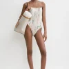 Smocked swimsuit washed floral