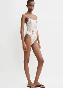 Smocked swimsuit washed floral