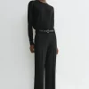 Straight cropped trousers black