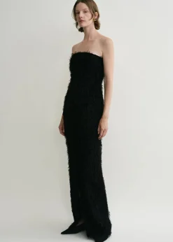 Strapless fil coupé dress black
