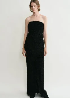 Strapless fil coupé dress black