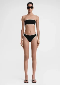 Stripe edge bikini bottoms black