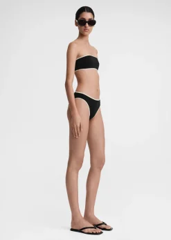 Stripe edge bikini bottoms black