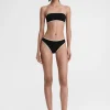 Stripe edge strapless bikini top black