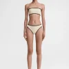 Stripe edge strapless bikini top light hay