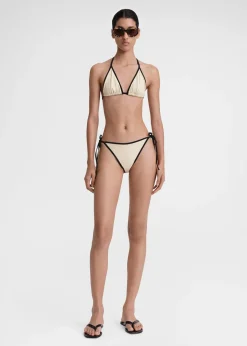 Stripe tie bikini top light hay