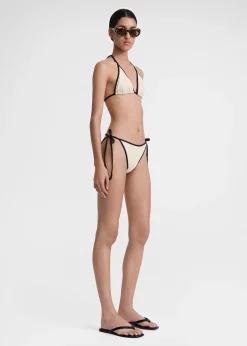 Stripe tie bikini top light hay