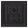 Striped embroidered monogram silk scarf black