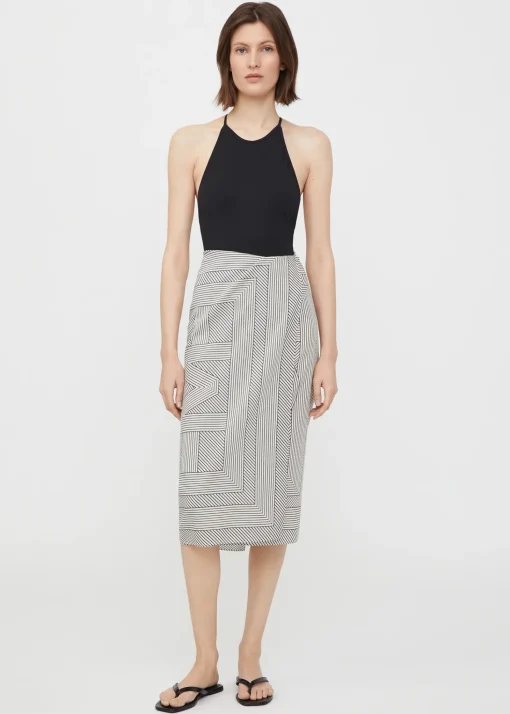 Striped monogram cotton silk sarong creme