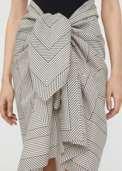 Striped monogram cotton silk sarong creme