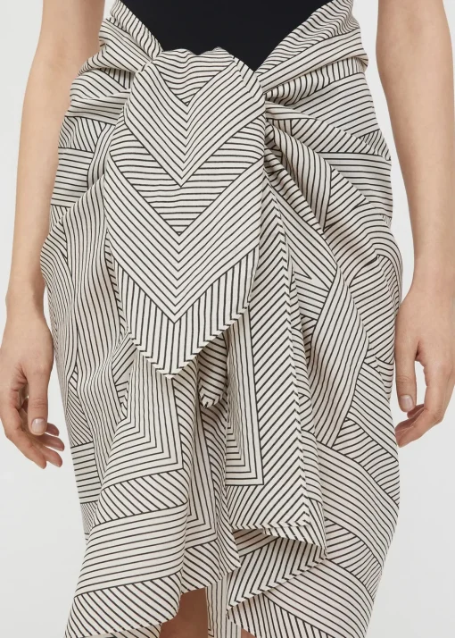 Striped monogram cotton silk sarong creme