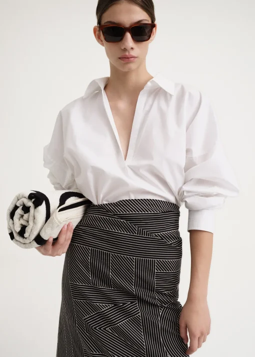 Striped monogram cotton silk sarong black