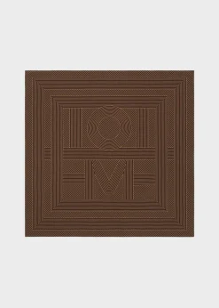 Striped monogram silk scarf dark brown