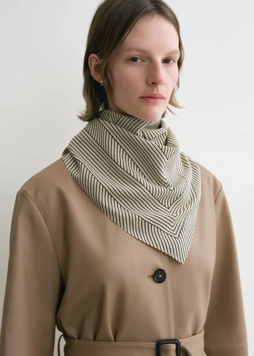 Striped monogram silk scarf creme