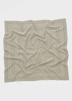 Striped monogram silk scarf creme