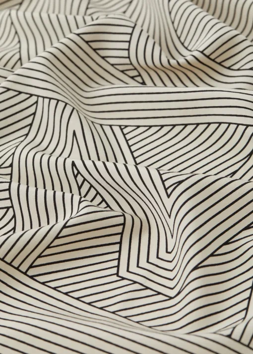 Striped monogram silk scarf creme