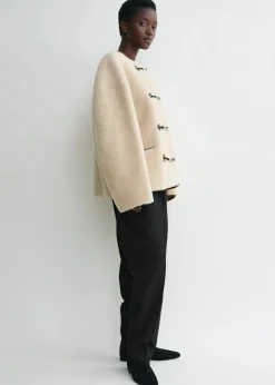 Teddy shearling clasp jacket off-white