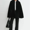 Teddy shearling overshirt jacket black