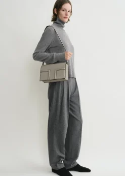 T-Flap leather bag taupe