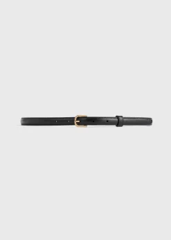 Thin leather belt black