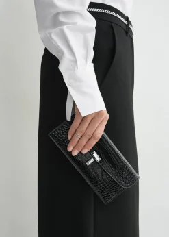 T-Lock croco-embossed wallet black