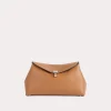 T-Lock grained-leather clutch tan