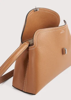 T-Lock grained-leather clutch tan