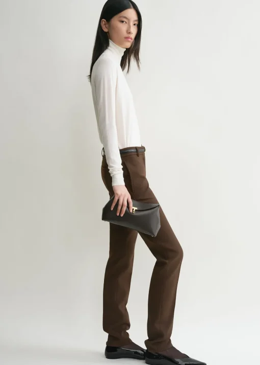 T-Lock leather clutch bark