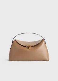 T-Lock leather top handle camel
