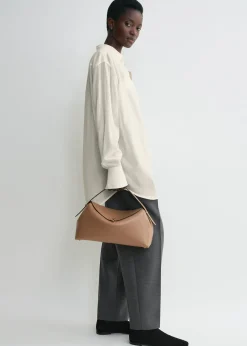 T-Lock leather top handle camel