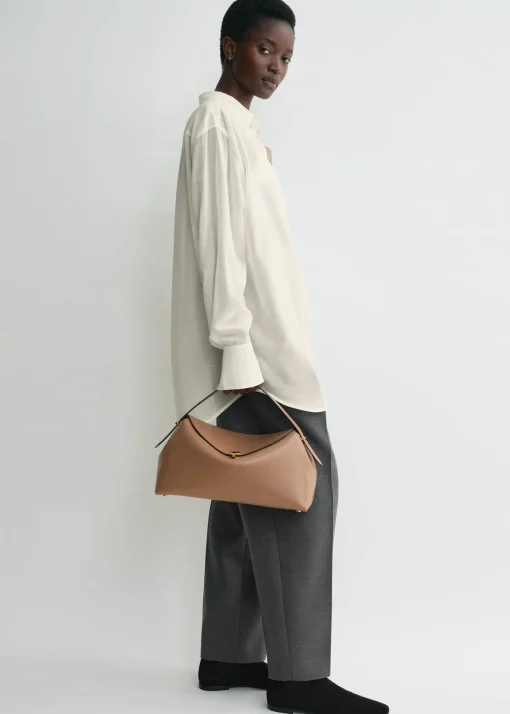T-Lock leather top handle camel