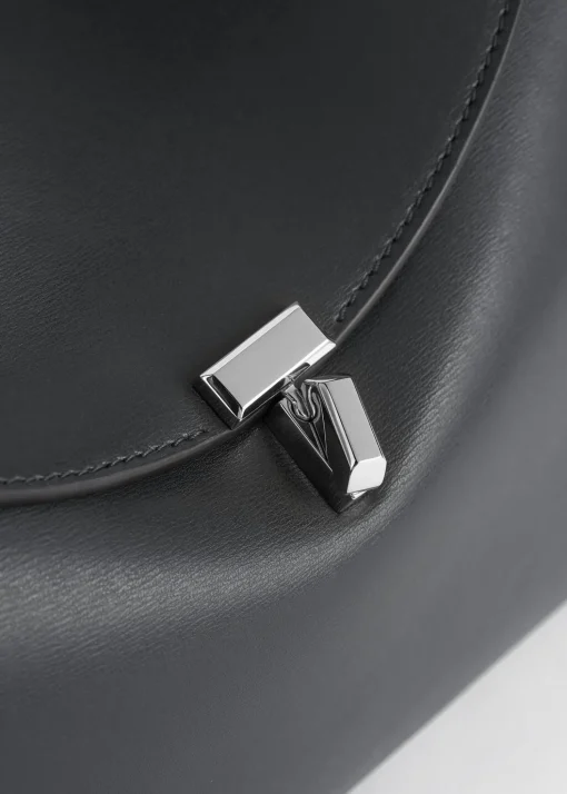 T-Lock leather top handle shark grey