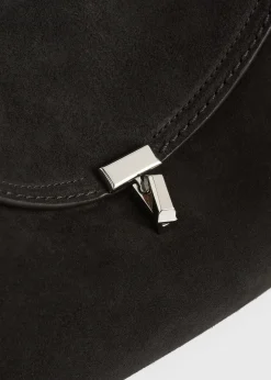 T-Lock suede clutch espresso