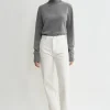 Twisted seam denim full length off-white