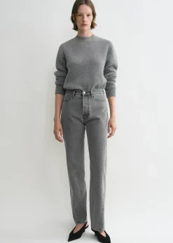 Twisted seam denim full length mid grey