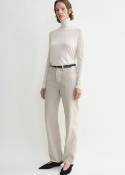 Twisted seam denim full length smoke grey