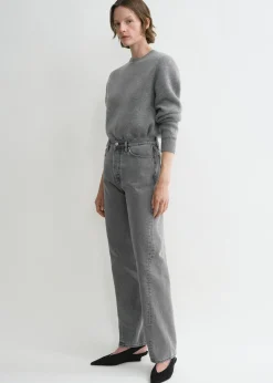 Twisted seam denim full length mid grey