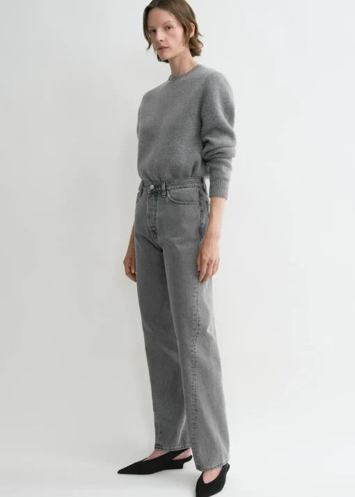 Twisted seam denim full length mid grey