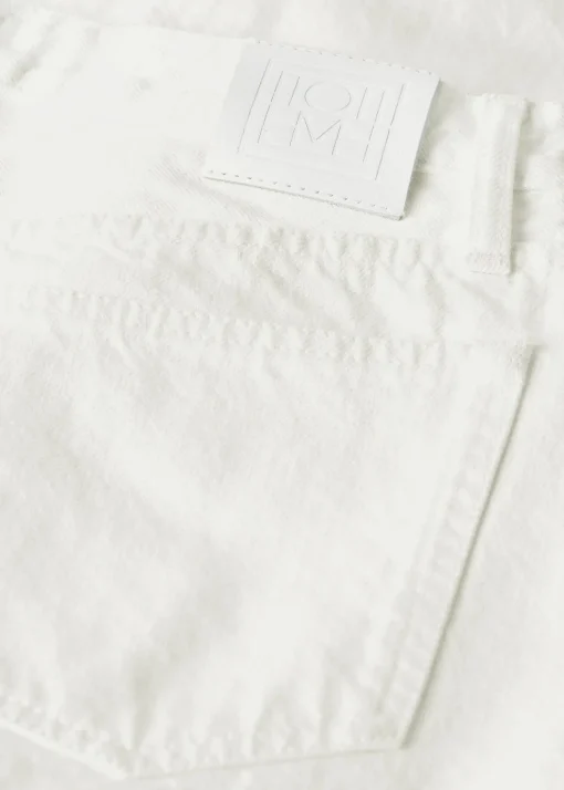Twisted seam denim full length off-white
