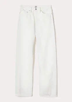 Twisted seam denim full length off-white