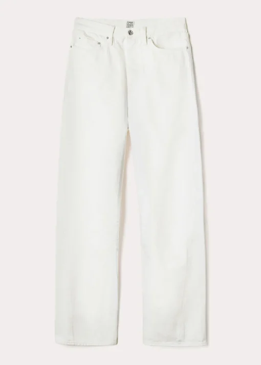 Twisted seam denim full length off-white