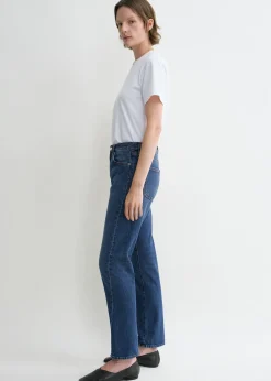 Twisted seam denim washed blue