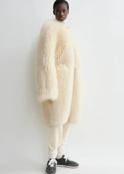 Two-way shearling coat cream/caramel