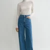 Wide leg denim vibrant blue
