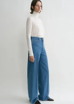 Wide leg denim vibrant blue