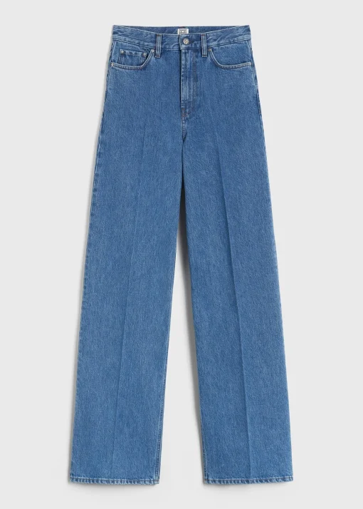 Wide leg denim vibrant blue