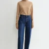 Wide tapered leg denim dark blue