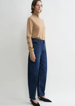 Wide tapered leg denim dark blue