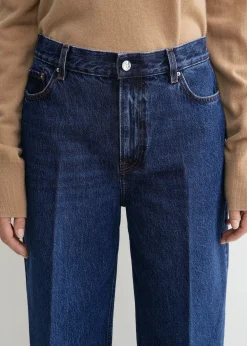 Wide tapered leg denim dark blue